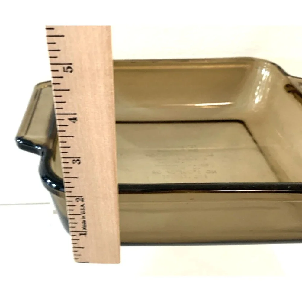 Vintage Anchor Oven Baking Dish 8x8x2.25 Inch 2 Quart Amber Casserole Pan Pyrex
